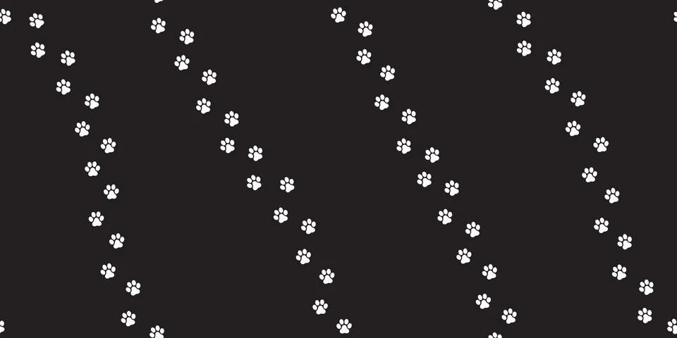 Dog Paw seamless pattern vector cat paw foot print isolated wallpaper Stock Illustration