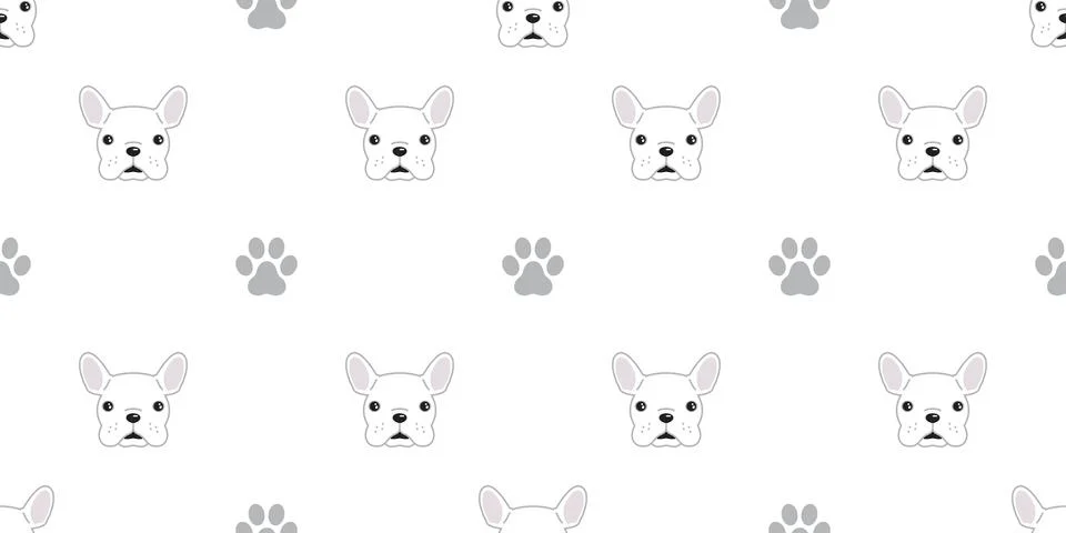 Dog paw seamless pattern vector french bulldog isolated icon Illustrazione stock