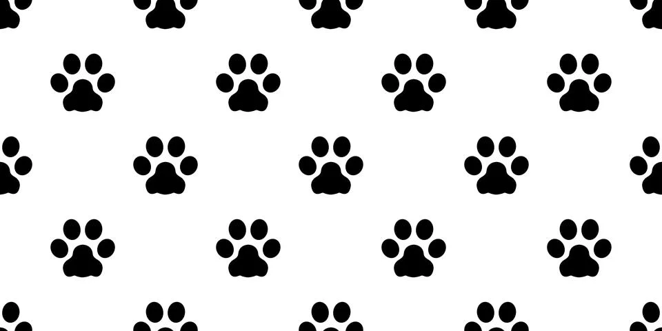 Dog Paw Seamless Pattern vector footprint isolated wallpaper Illustrazione stock