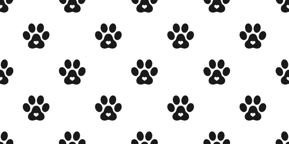 Dog Paw Seamless pattern vector heart isolated cat kitten icon footprint Stock Illustration