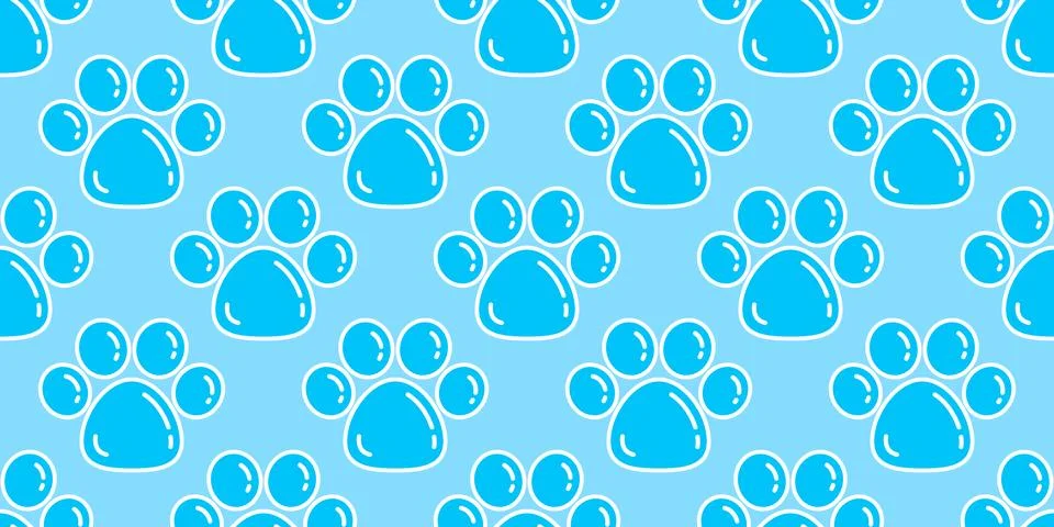 Dog Paw Seamless Pattern vector footprint Cat paw bubble wallpaper Stock Illustration