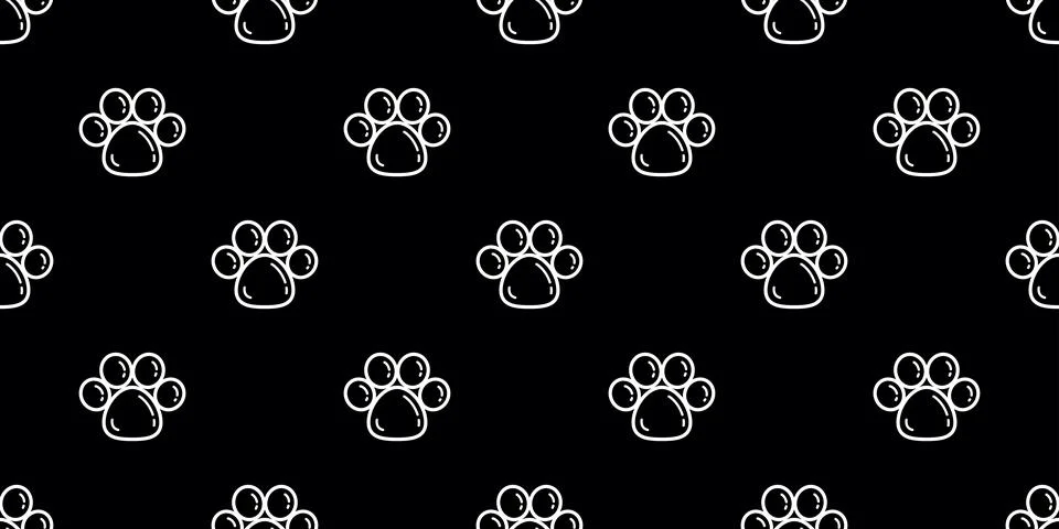 Dog Paw Seamless pattern vector footprint Cat Paw wallpaper background Stock Illustration