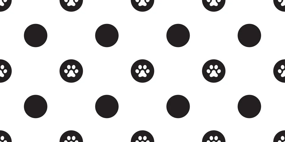 Dog Paw Seamless Pattern vector Cat paw footprint isolated polka dot 스톡 일러스트