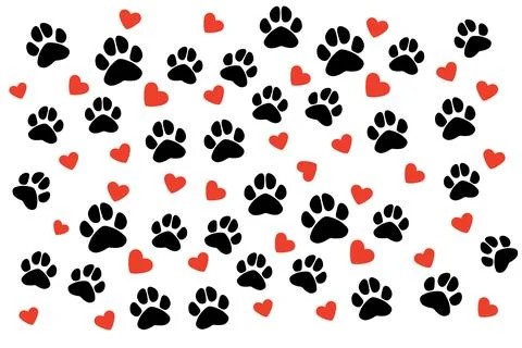 Dog Paw Seamless pattern vector heart isolated scarf valentine Stock Illustration