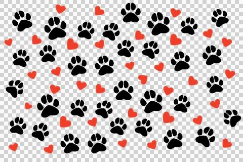 Dog Paw Seamless pattern vector heart isolated scarf valentine Stock Illustration
