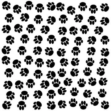 Dog paws background. Vector illustration. Stock Illustration