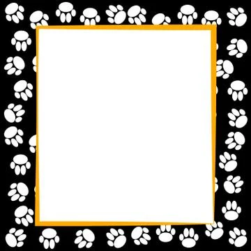 Dog paws border on black background. Stock Illustration