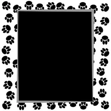 Dog paws border on white background. Stock Illustration