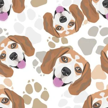 Dog paws pattern Beagle. Illustrazione stock
