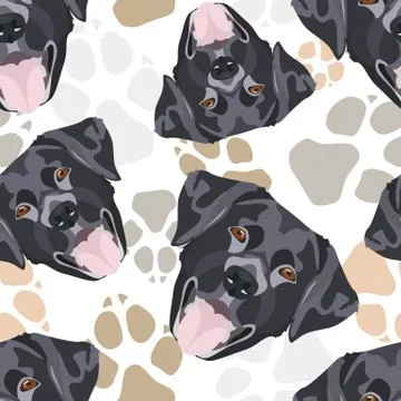 Dog paws pattern black Labrador. Stock Illustration