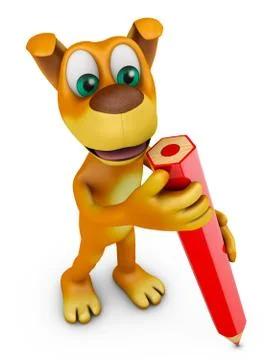 Dog with pencil Stock Illustration