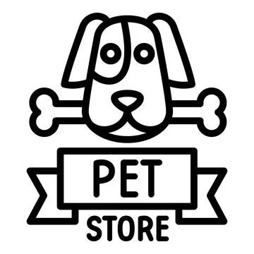 Dog pet store logo, outline style Illustrazione stock