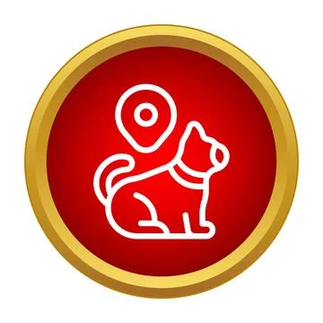 Dog pet tracking location gps icon button Stock Illustration