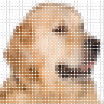 Dog pixel image with square rounded pixels Stock Illustration