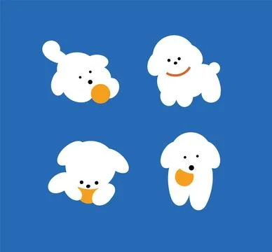 Dog playing with ball set of dynamic pose variations blue Stock Illustration