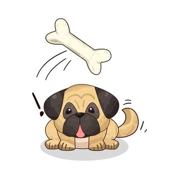 Dog playing with bone illustration Stock Illustration
