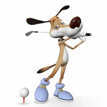 Dog playing golf. Stock Illustration