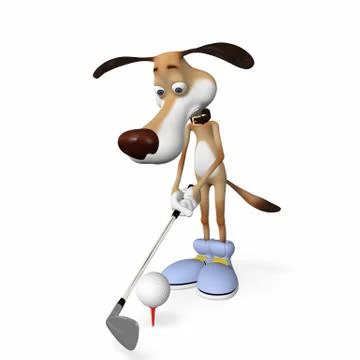 Dog playing golf. Illustrazione stock