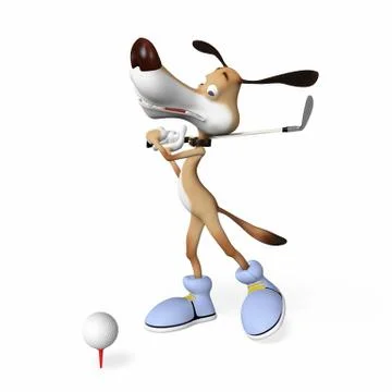Dog playing golf. Stock Illustration