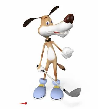 Dog playing golf. Stock Illustration