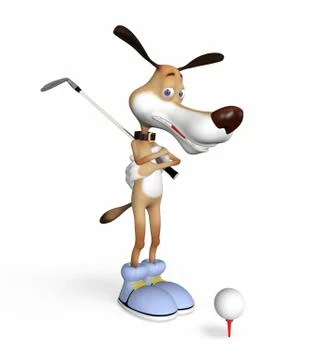 Dog playing golf. Stock Illustration