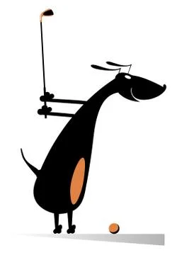 Dog playing golf Stock Illustration