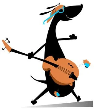 Dog is playing guitar Stock Illustration