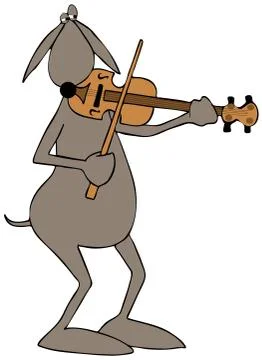 Dog playing a violin Stock Illustration