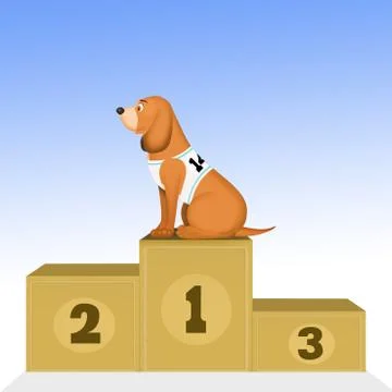 Dog on podium Illustrazione stock