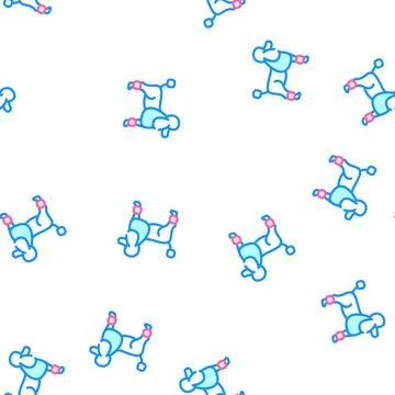 Dog poodle vector seamless pattern color Stock Illustration