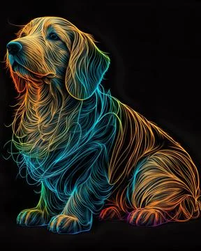 Dog pop art linstyle  illustration colorful line art Stock Illustration