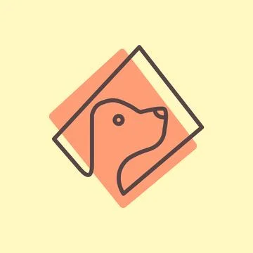 Dog portrait face square shape line style minimal mascot colorful logo desi.. Illustrazione stock