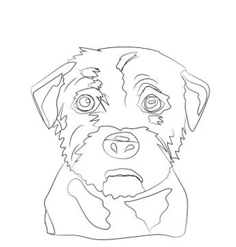 Dog portrait, lines, vector Stock Illustration