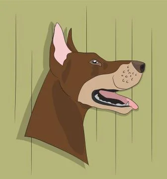 Dog portrait profile, look down Stock Illustration