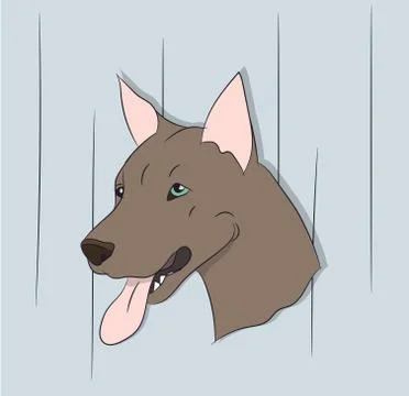 Dog portrait profile, look down Stock Illustration