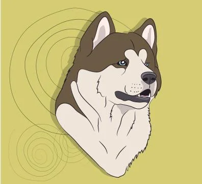 Dog portrait profile, look down Stock Illustration