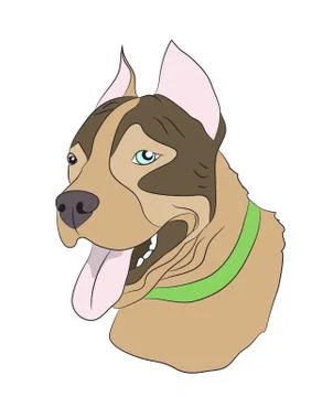 Dog portrait profile, look down Stock Illustration