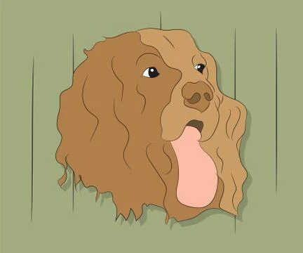 Dog portrait profile, look down Stock Illustration