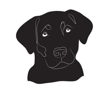 Dog portrait silhouette, vector Illustrazione stock