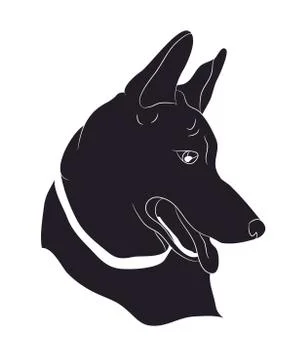 Dog portrait silhouette, vector Stock Illustration