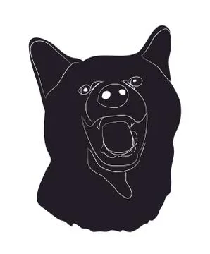 Dog portrait silhouette, vector Illustrazione stock