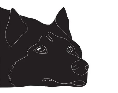Dog portrait silhouette, vector Illustrazione stock