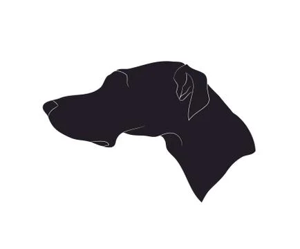 Dog portrait silhouette, vector Illustrazione stock