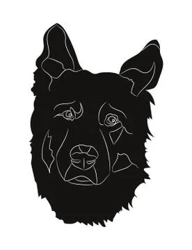 Dog portrait silhouette, vector Illustrazione stock