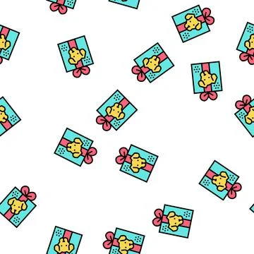 Dog present donation vector seamless pattern Stock Illustration