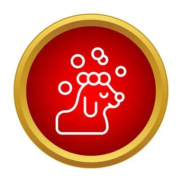 Dog receiving a bath with shampoo bubbles icon Stock Illustration