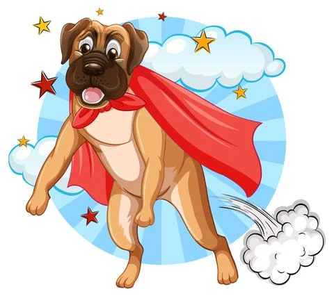 Dog with red cape flying 스톡 일러스트