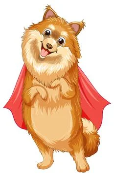 Dog with red cape flying 스톡 일러스트
