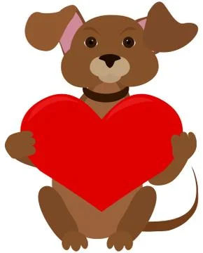 Dog with red heart Illustrazione stock