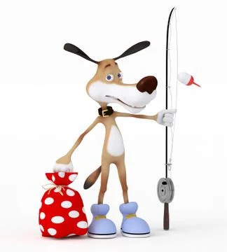 Dog with a rod. Stock Illustration